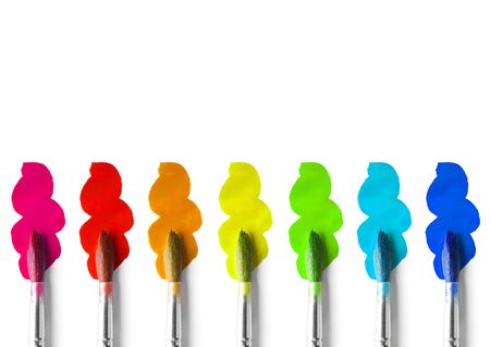 Paint brushes on white background. Art conceptの写真素材