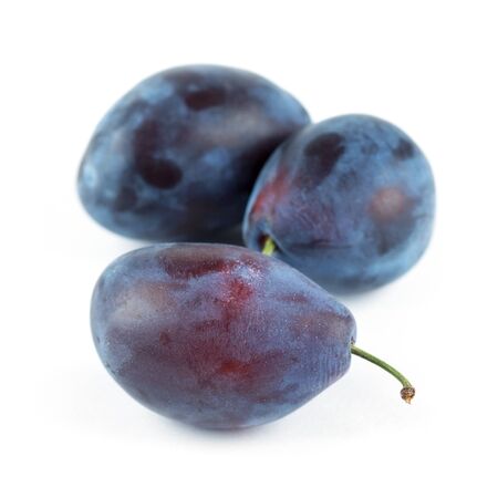 Fresh plums on white backgroundの写真素材