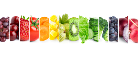 Fresh color fruits and vegetables. Healthy food conceptの写真素材
