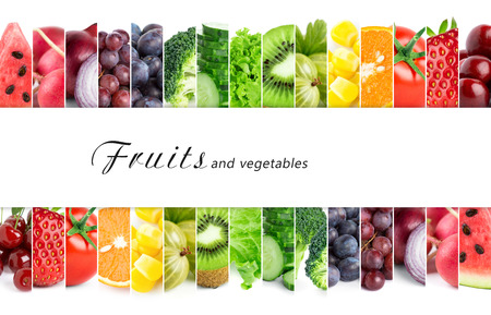 Fresh color fruits and vegetables. Healthy food conceptの写真素材