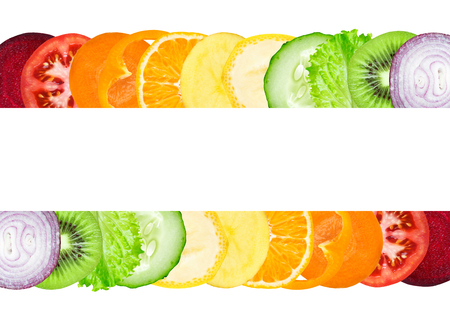 Fresh color slices of fruit and vegetable. Healthy food conceptの写真素材