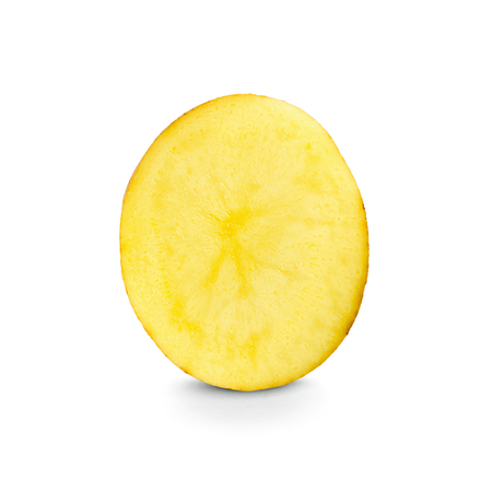 Potato slice on white backgroundの写真素材
