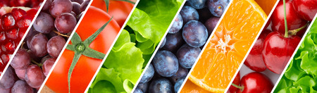 Background of fruits, berries and vegetables. Fresh foodの写真素材