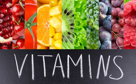 Fruits and vegetables background. Vitamins. Fresh foodの写真素材