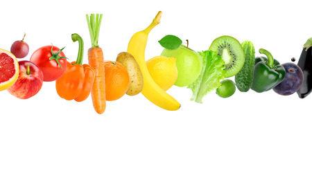 Fruits and vegetables on white background. Food conceptの写真素材