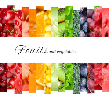 Fresh fruits and vegetables. Healthy food conceptの写真素材