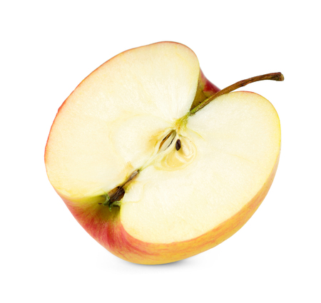 Apple slice closeup on white backgroundの写真素材