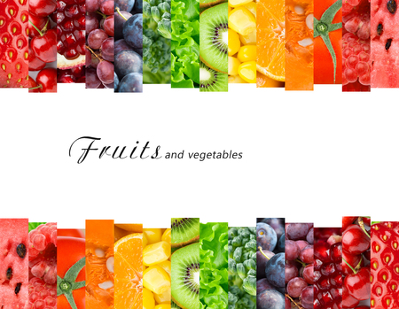 Fresh fruits and vegetables. Healthy food conceptの写真素材