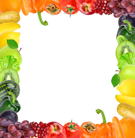 Fruits and vegetables. Healthy food concept. Frameの写真素材