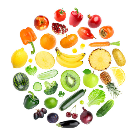 Fresh fruits and vegetables. Healthy food conceptの写真素材