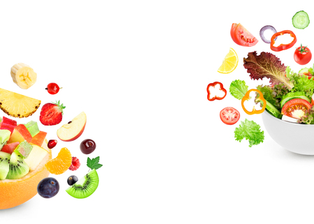 Fruit and vegetable. Mixed salad. Food conceptの写真素材