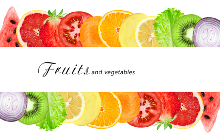 Slices of fruits and vegetable. Fresh food. Food conceptの写真素材