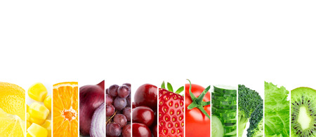 Color fruits and vegetables. Mixed fruits and vegetables. Healthy food concept. Organic foodの写真素材