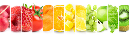 Collage of mixed fruits and vegetables. Fresh food. Conceptの写真素材