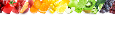 Collage of mixed fruits and vegetables. Fresh food. Conceptの写真素材