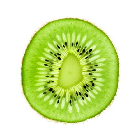 Fresh kiwi slice on white backgroundの写真素材