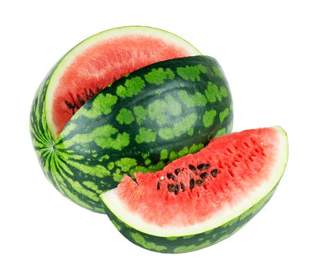 Watermelon closeup isolated on white backgroundの写真素材