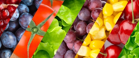 Fruits and vegetables. Background of fresh ripe foodの写真素材
