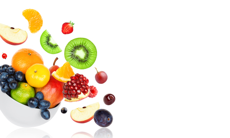 Mixed fruits falling. Fresh foodの写真素材