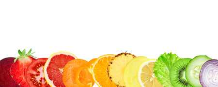 Fruits and vegetables. Mixed slices. Fresh food. Food conceptの写真素材