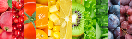 Fruits and vegetables. Background of fresh ripe foodの写真素材