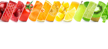 Collage of fresh fruits and vegetables. Food conceptの写真素材
