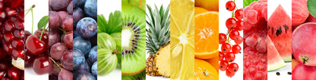 Collection of fruits. Background of fresh color foodの写真素材