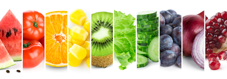 Mixed of color fruits and vegetables. Fresh ripe food. Food conceptの写真素材