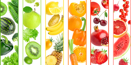 Background of color fruits and vegetables. Fresh ripe food. Food conceptの写真素材