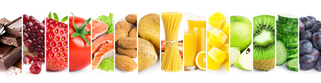 Collage of mixed fresh color ripe food. Food conceptの写真素材