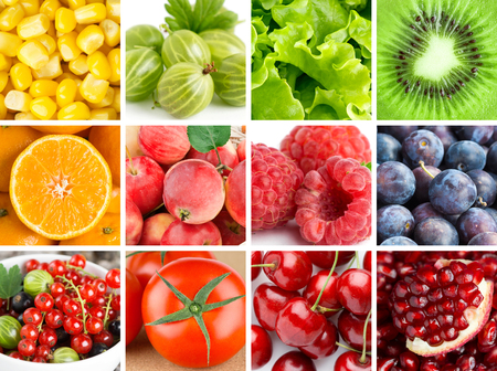 Background of fresh fruits and vegetables.の写真素材