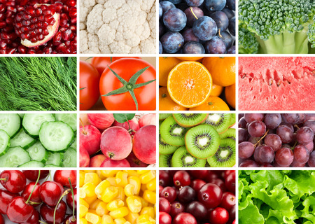 Background of fresh fruits and vegetables.の写真素材