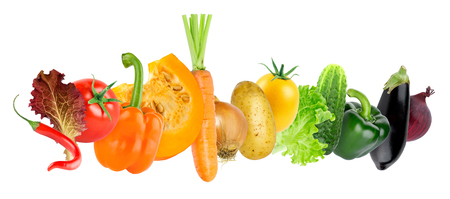 Color fresh vegetables on white background. Food conceptの写真素材