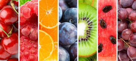 Background of fresh mixed fruits. Healthy foodの写真素材