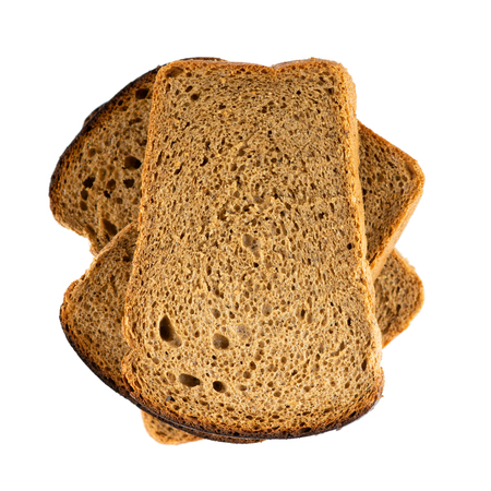 Slices of bread isolated on white background. Closeup. Top viewの写真素材
