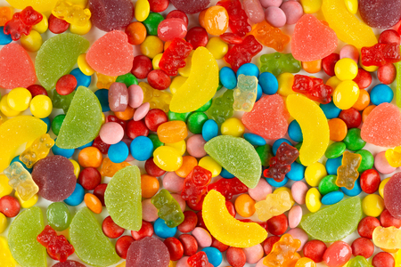 Mixed colorful candies. Color sweets background. Textureの写真素材