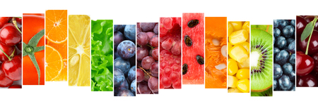 Mixed of color fruits and vegetables. Fresh ripe food. Food conceptの写真素材