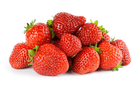 Strawberry fruit on white background. Ripe berriesの写真素材