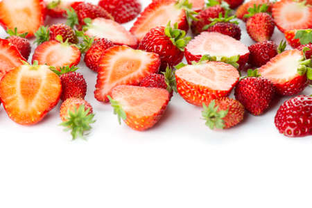 Strawberry on white background. Ripe berriesの写真素材