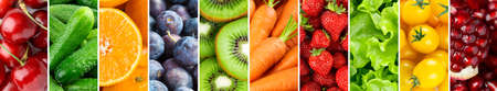 Fruits and vegetables. Collage of fresh foodの写真素材