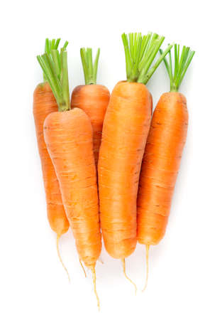 Carrot on white background. Fresh ripe vegetables. Top viewの写真素材