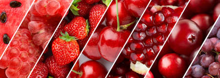 Fruits. Background of fresh food. Red fruitsの写真素材