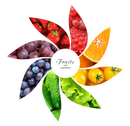 Fresh fruits and vegetables. Healthy food conceptの写真素材