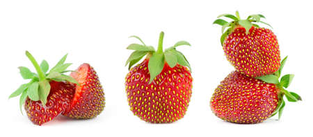 Strawberry on white background. Fresh ripe fruit closeupの写真素材