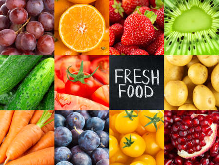 Fruits and vegetables. Background of fresh foodの写真素材