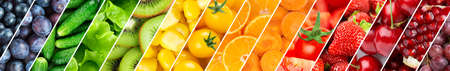 Background of fruits, vegetables and berries. Fresh food. Healthy lifestyleの写真素材