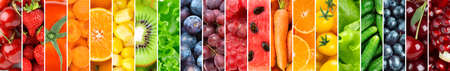 Background of fruits, vegetables and berries. Fresh food. Healthy lifestyleの写真素材