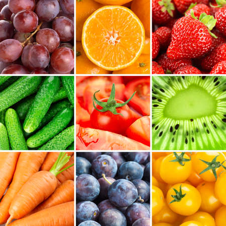 Background of fruits, vegetables and berriesの写真素材