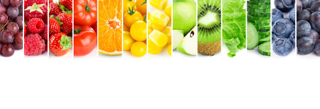 Fruits, vegetables and berries. Fresh food. Healthy foodの写真素材