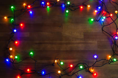 christmas decoration on wood with led fairy lights